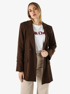 Solada Blazer oversize da donna con chiusura a doppiopetto - moro