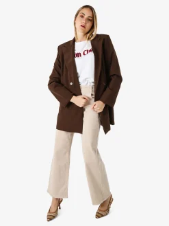 Solada Blazer oversize da donna con chiusura a doppiopetto - moro