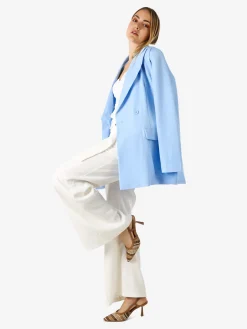 Solada Blazer oversize da donna con chiusura a doppiopetto - azzurro