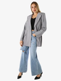 Solada Blazer oversize da donna con chiusura a doppiopetto - grigio