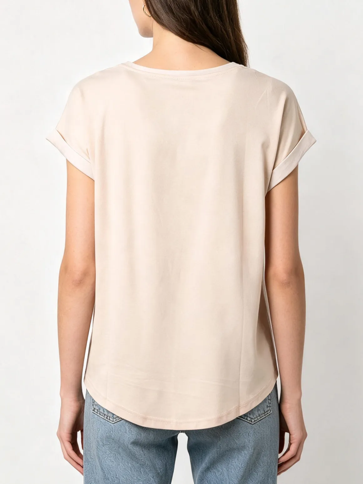 Solada Blusa da donna a maniche corte con parte davanti effetto raso - beige