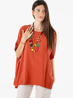 Solada Blusa da donna a maniche corte a pipistrello - arancione