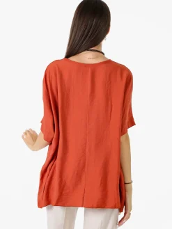 Solada Blusa da donna a maniche corte a pipistrello - arancione