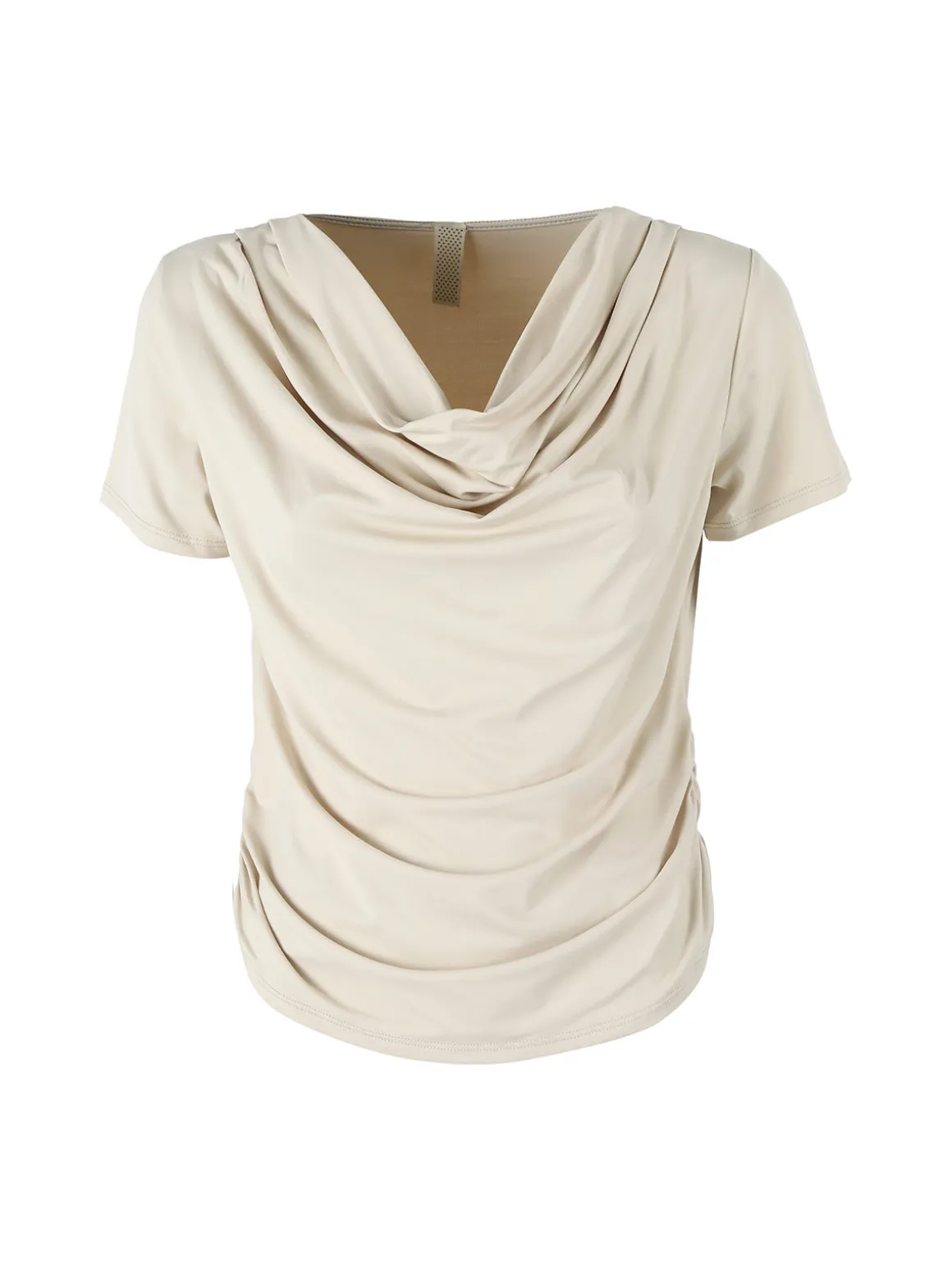 Solada Blusa donna a maniche corte con scollo a cascata - beige