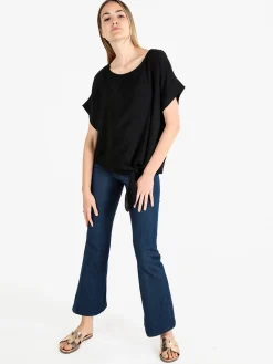 Solada Blusa donna a maniche corte con nodo sul fondo
