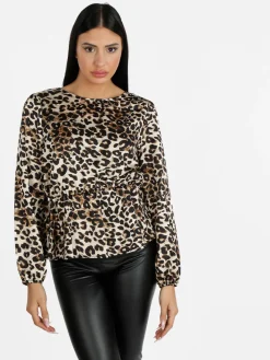 Solada Blusa donna a maniche lunghe con stampa animalier
