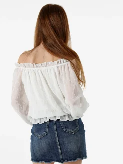 Solada Blusa donna a maniche lunghe con scollo a barchetta - bianco