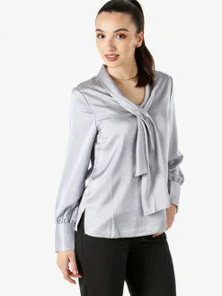 Solada Blusa donna a maniche lunghe in tessuto simil raso - grigio