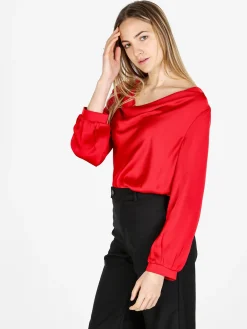 Solada Blusa donna a maniche lunghe con scollo a cascata