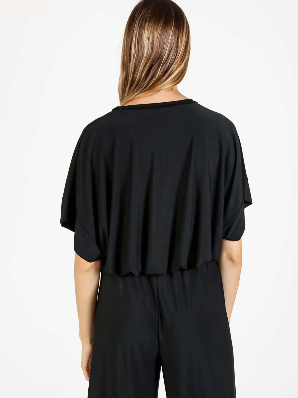 Solada Blusa donna con maniche corte a pipistrello - nero