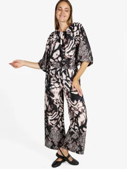 Solada Blusa donna con scollo a barca e maniche corte ampie - nero