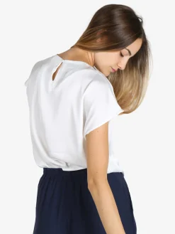 Solada Blusa donna effetto raso a maniche corte