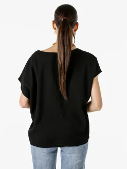 Solada Blusa donna girocollo a maniche corte - nero
