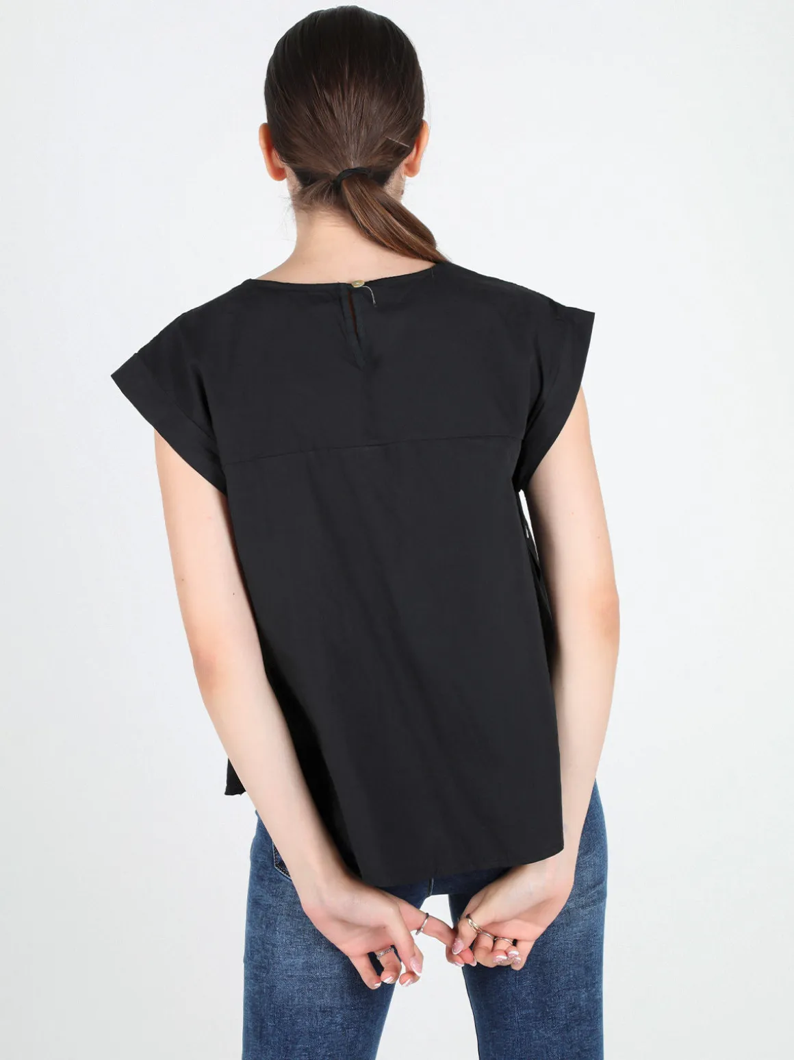 Solada Blusa donna in cotone con bottoni laterali