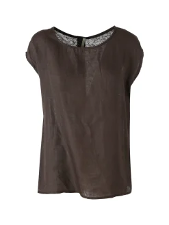 Solada Blusa donna in lino senza maniche - moro