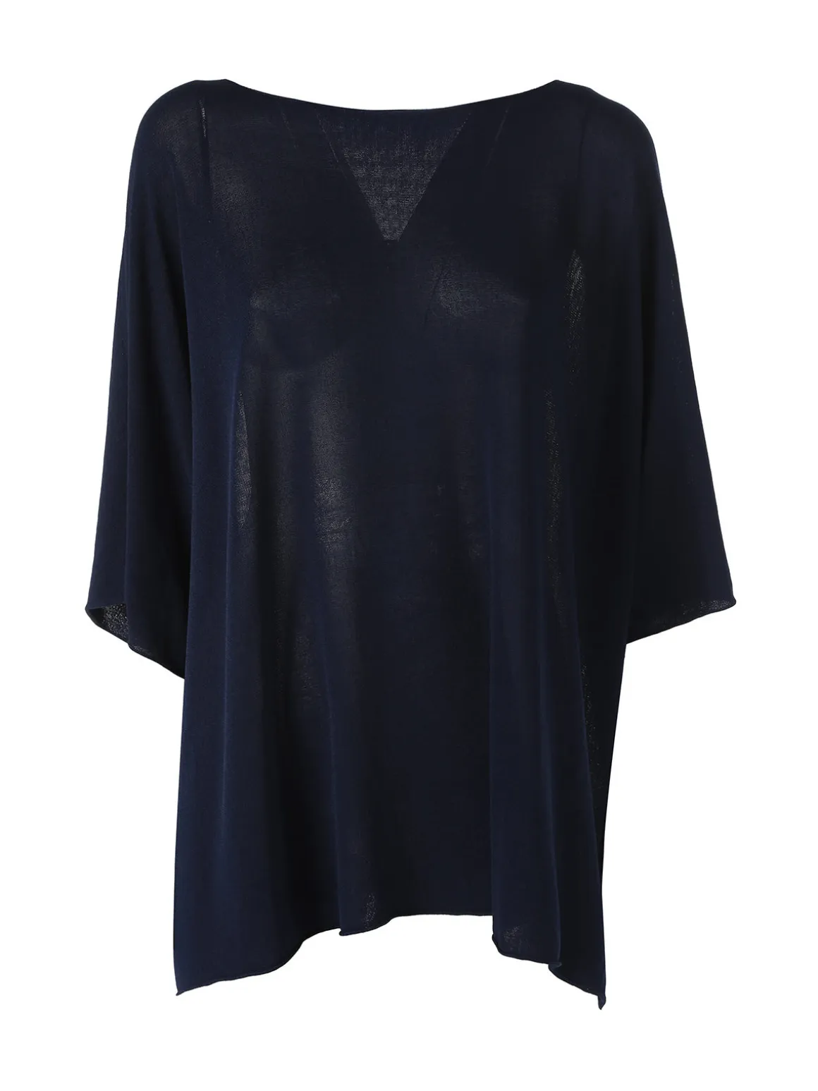 Solada Blusa donna in viscosa con maniche corte a pipistrello - blu scuro