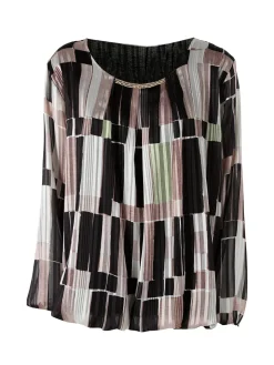 Solada Blusa donna maniche lunghe con strass - nero