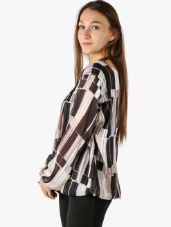 Solada Blusa donna maniche lunghe con strass - nero