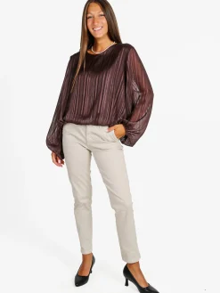 Solada Blusa donna maniche lunghe a palloncino - moro