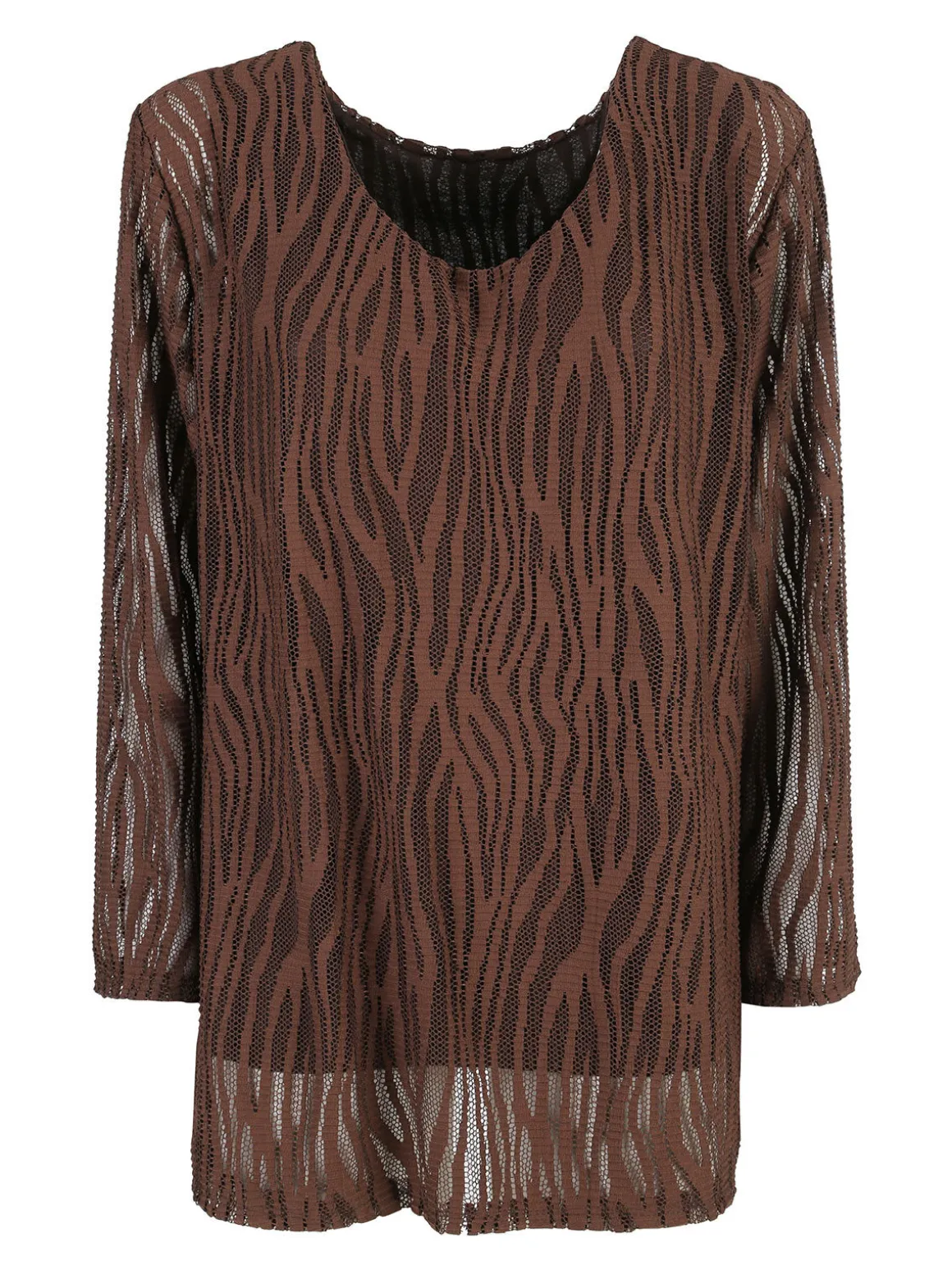 Solada Blusa donna ricamata a maniche lunghe - marrone
