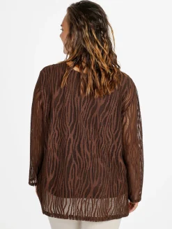 Solada Blusa donna ricamata a maniche lunghe - marrone