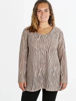 Solada Blusa donna ricamata a maniche lunghe - cammello