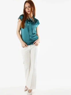 Solada Blusa donna senza maniche con scollo a V profondo - ottanio