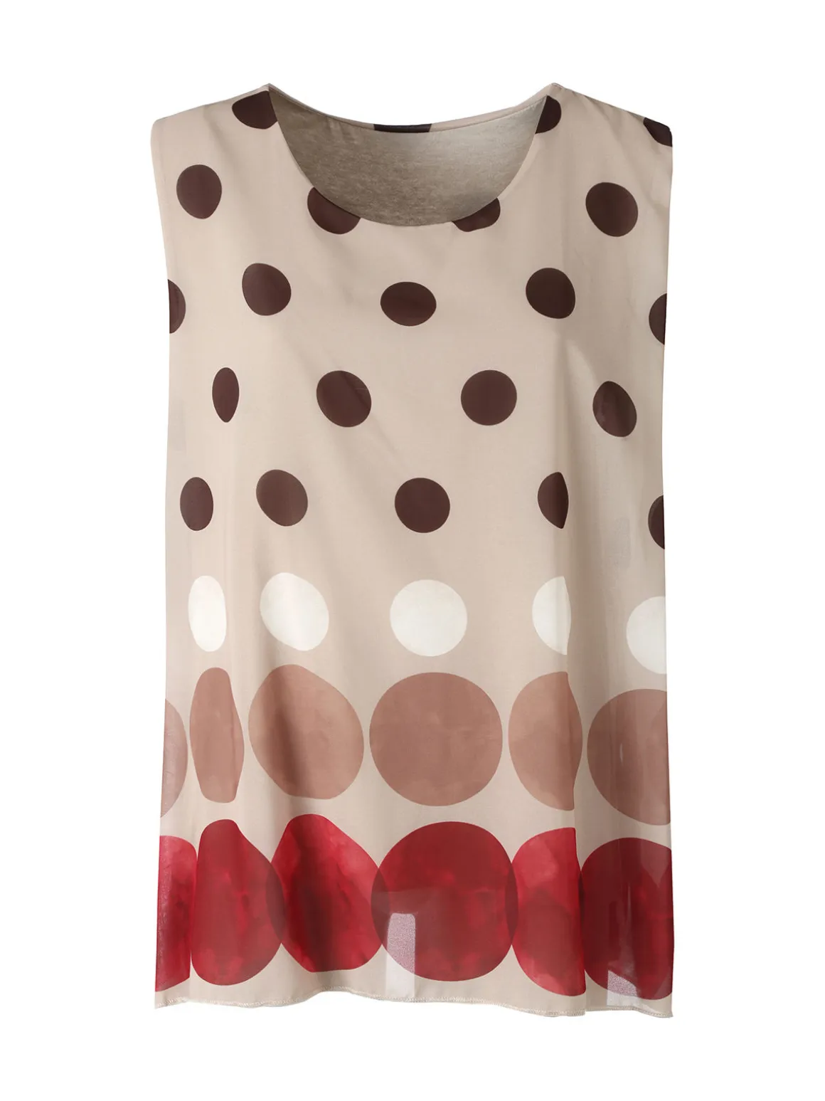 Solada Blusa donna smanicata con stampa a pois grossi - marrone