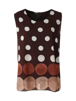 Solada Blusa donna smanicata con stampa a pois grossi - moro