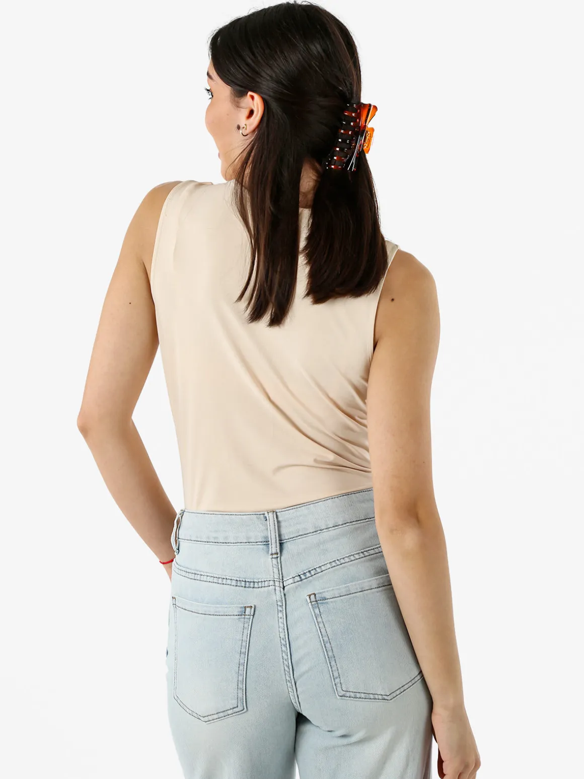 Solada Body donna smanicato con scollo a V - beige