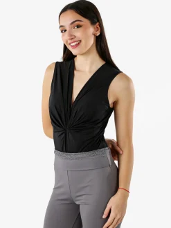 Solada Body donna smanicato con scollo a V - nero