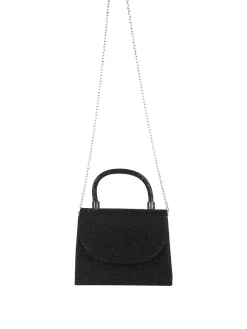 Solada Borsa donna elegante con lurex brillanti e manico con strass - nero