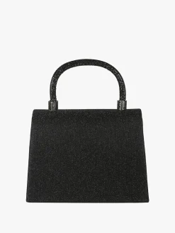 Solada Borsa donna elegante con lurex brillanti e manico con strass - nero