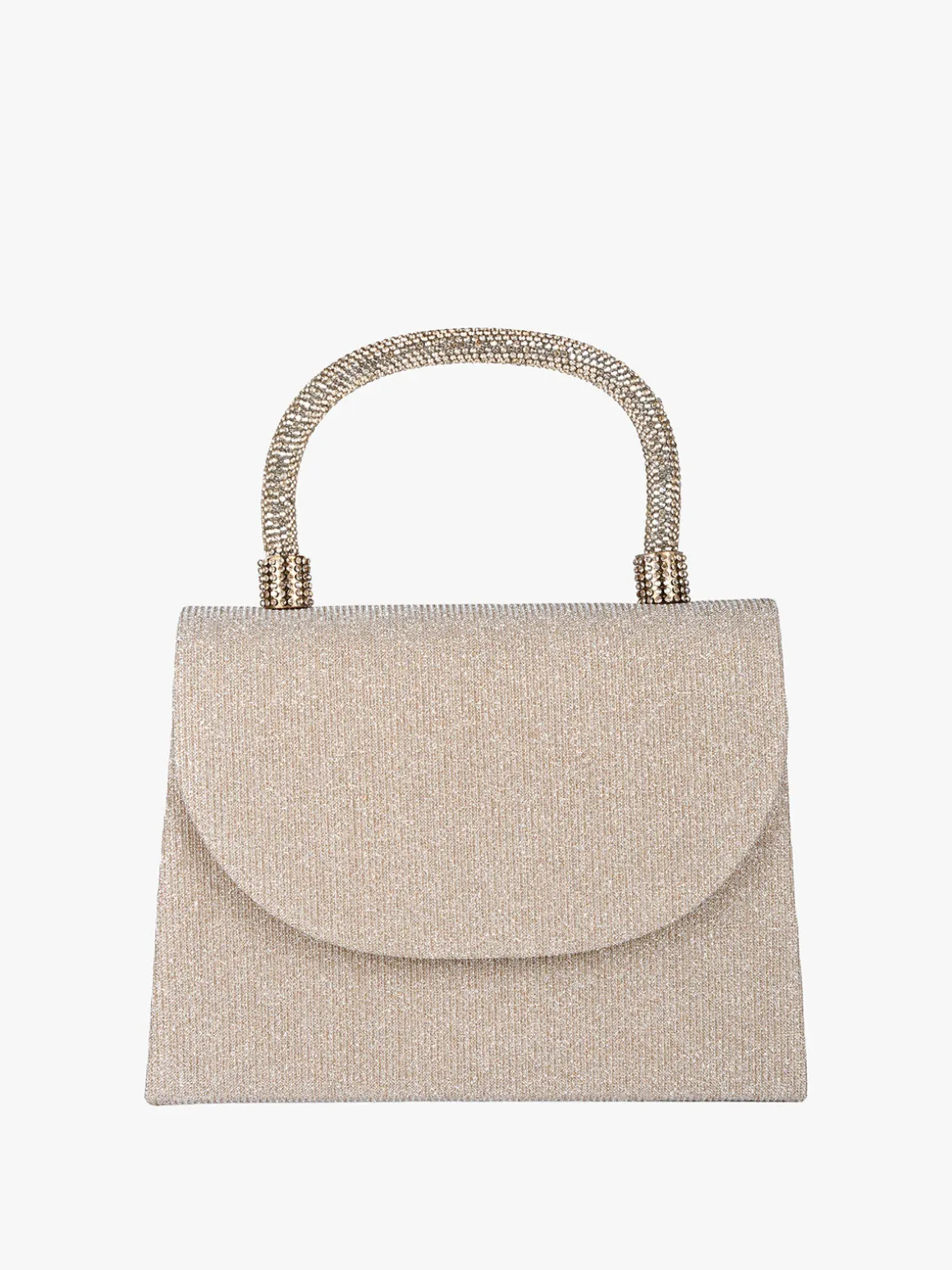 Solada Borsa donna elegante con lurex brillanti e manico con strass - champagne