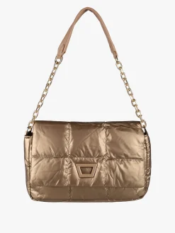 Solada Borsa donna puffer trapuntata con manico a catena - marrone