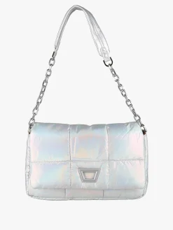 Solada Borsa donna puffer trapuntata con manico a catena - argento