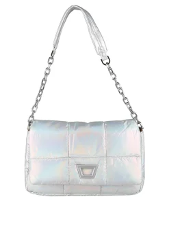 Solada Borsa donna puffer trapuntata con manico a catena - argento