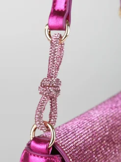 Solada Borsa donna rigida con strass - fucsia