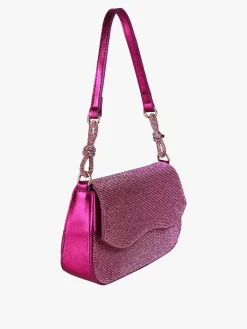 Solada Borsa donna rigida con strass - fucsia