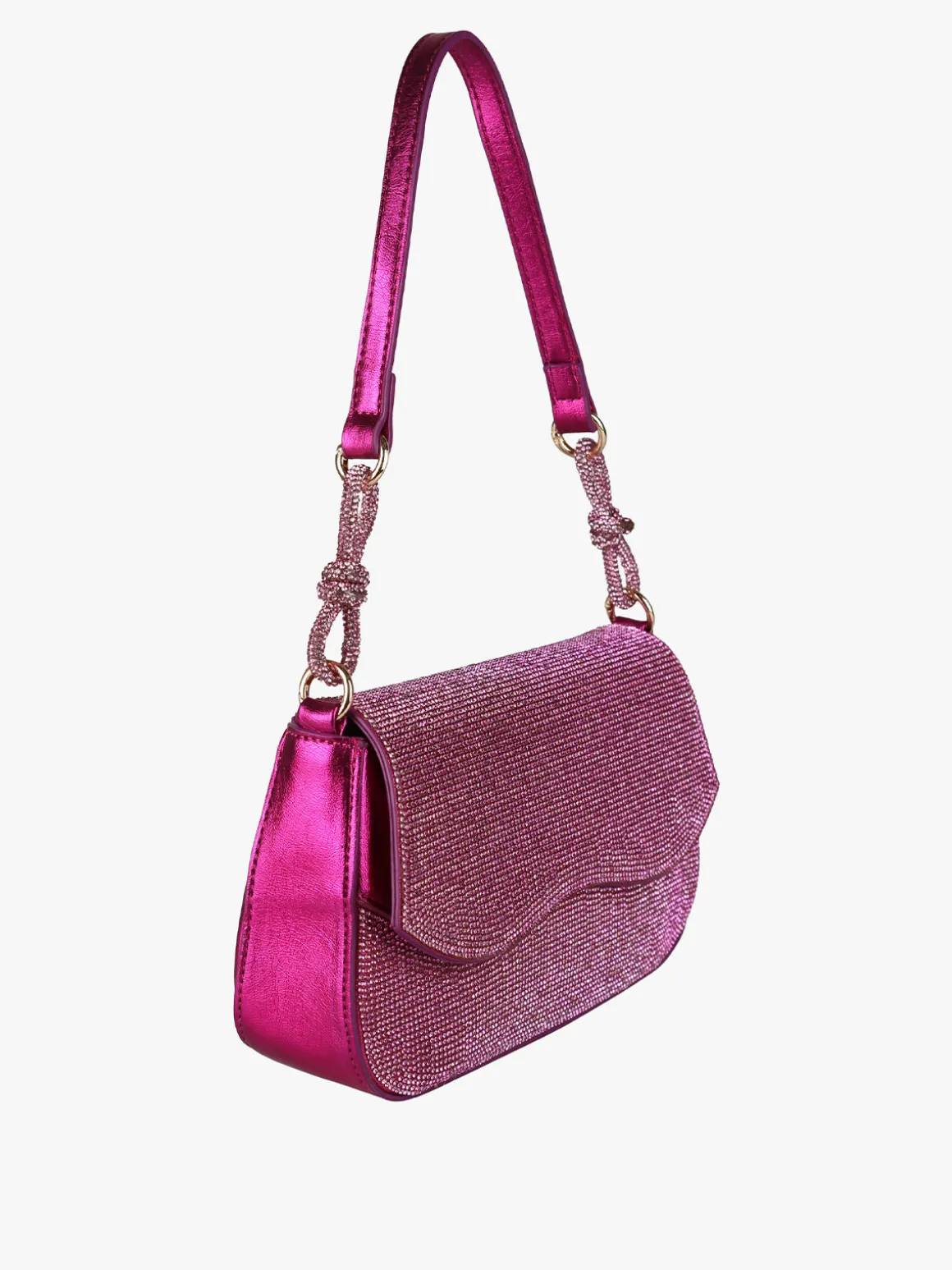 Solada Borsa donna rigida con strass - fucsia