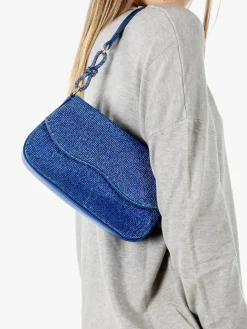 Solada Borsa donna rigida con strass - blu