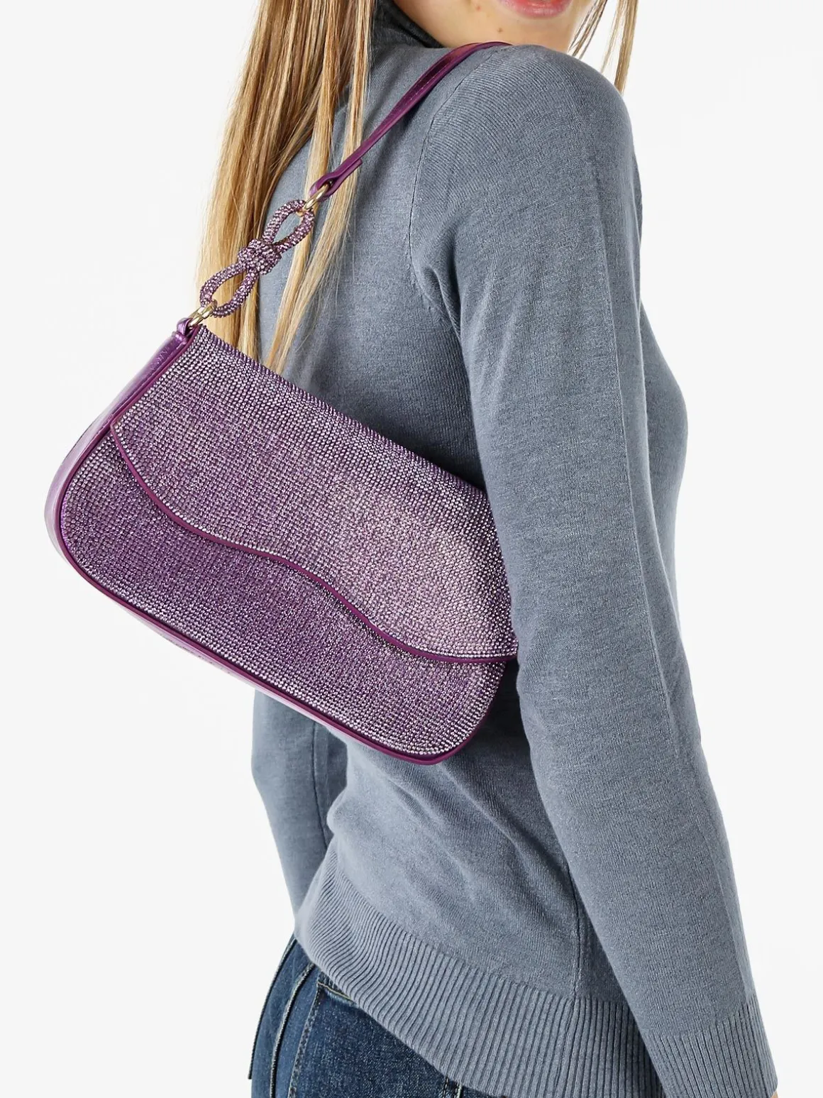Solada Borsa donna rigida con strass - lilla