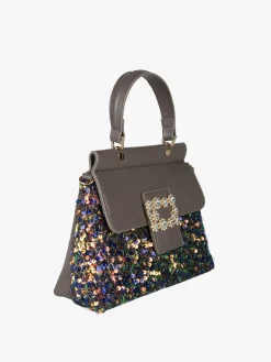 Solada Borsa gioiello con paillettes e strass - grigio scuro
