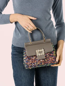 Solada Borsa gioiello con paillettes e strass - grigio scuro