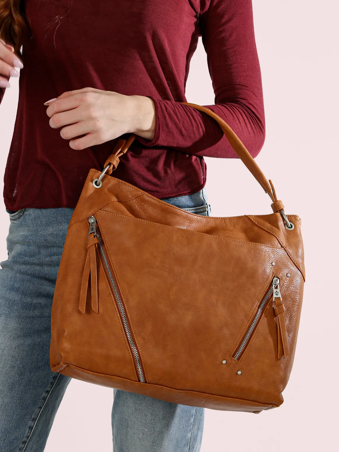 Solada Borsa hobo da donna in ecopelle - cammello