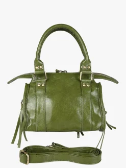 Solada Borsa mini da donna in ecopelle con doppi manici e specchietto - verde