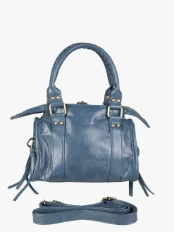 Solada Borsa mini da donna in ecopelle con doppi manici e specchietto - blu