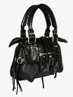Solada Borsa mini da donna in ecopelle con doppi manici e specchietto - nero