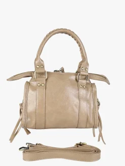 Solada Borsa mini da donna in ecopelle con doppi manici e specchietto - taupe