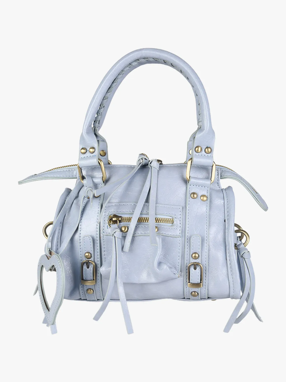 Solada Borsa mini da donna in ecopelle con doppi manici e specchietto - azzurro